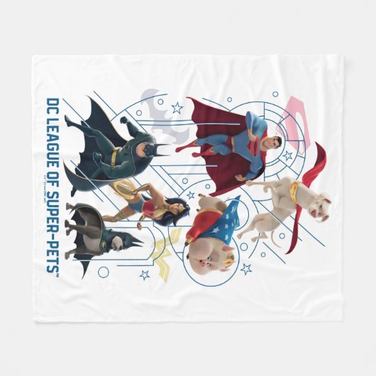 DC Trinity Heroes & Super Pets Fleece Deken (Voorkant (Horizontaal))