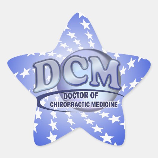 DCM DOCTOR CHIROPRACTISCH GENEESMIDDEL BLAUW LOGO STER STICKER (Voorkant)