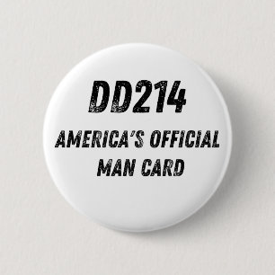 DD214 Amerika's officiële Man Kaart Ronde Button 5,7 Cm