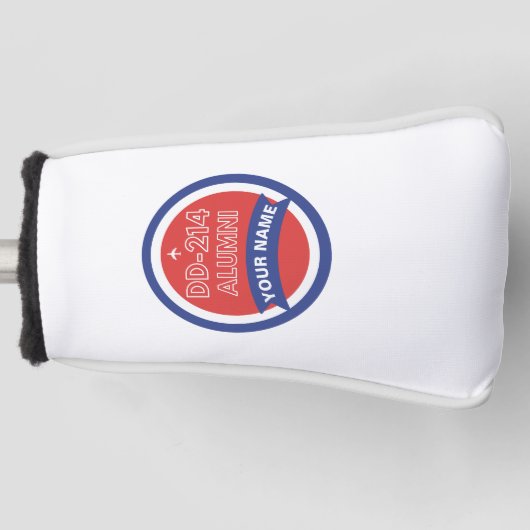 DD-214 Alumni gepersonaliseerde pensionering van d Golfheadcover (Voorkant)
