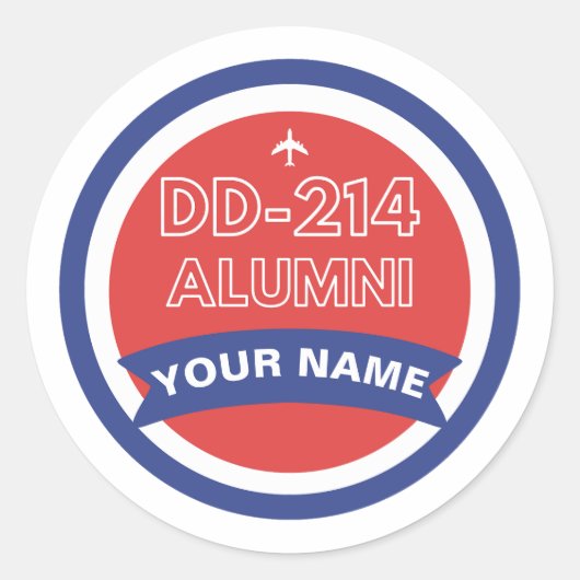 DD-214 Alumni gepersonaliseerde pensionering van d Ronde Sticker (Voorkant)