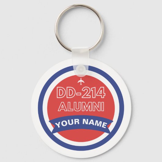 DD-214 Alumni gepersonaliseerde pensionering van d Sleutelhanger (Voorkant)