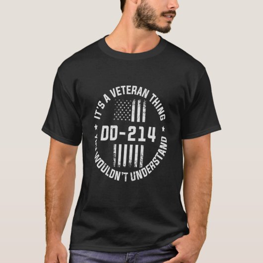 DD 214 Alumni Veteraan US Flag Soldaat T-shirt (Voorkant)