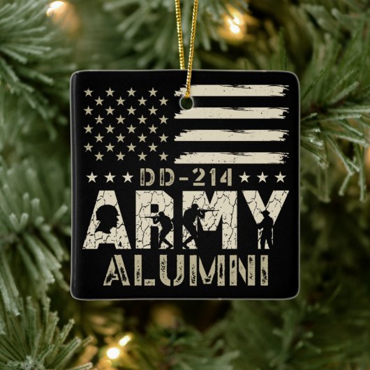DD-214 Army Alumni Militaire Amerikaanse vlag Vete Keramisch Ornament (Boom)