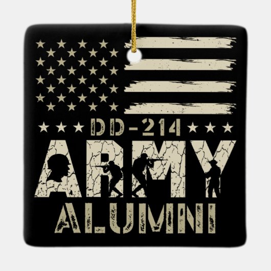DD-214 Army Alumni Militaire Amerikaanse vlag Vete Keramisch Ornament (Achterkant)