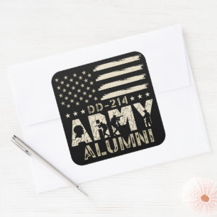DD-214 Leger Alumni Militaire Vlag Veteraan Vierkante Sticker