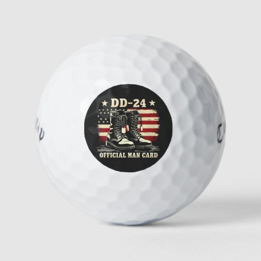 DD 24 Officiële Man Kaart American Veteran Day Fla Golfballen (Voorkant)