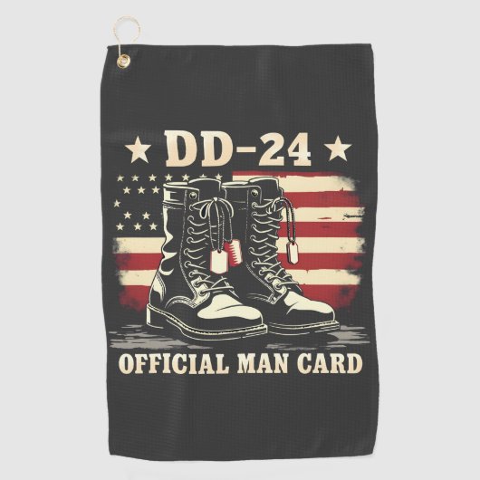 DD 24 Officiële Man-kaart Amerikaanse Veteranen Da Golfhanddoek (Voorkant)
