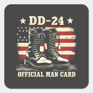DD 24 Officiële Man-kaart Amerikaanse Veteranendag Vierkante Sticker