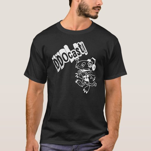 DDOcast Snagz Mascot op zwart T-shirt (Voorkant)