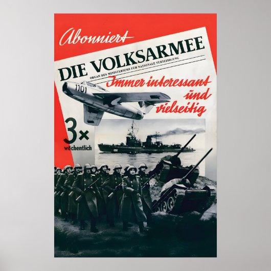 DDR-propagandaposter Het Volksleger Vintage Poster (Voorkant)