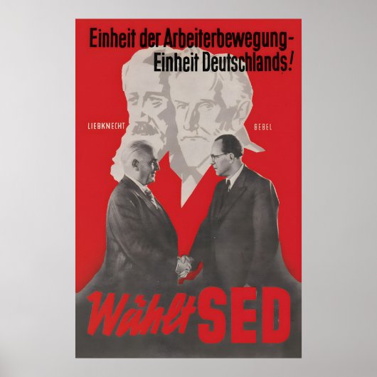 DDR SED Poster Het verenigen van de arbeidersbeweg (Voorkant)
