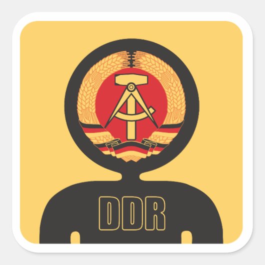 DDR vlag avatar Vierkante Sticker (Voorkant)