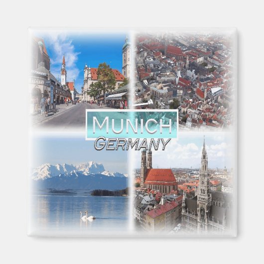 DE0142 Europa, Duitsland, München, Koelkast Magneet (Voorkant)
