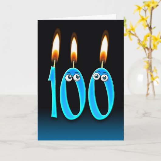 de 100ste Kaarsen van de Verjaardag Kaart (Gele Bloem)