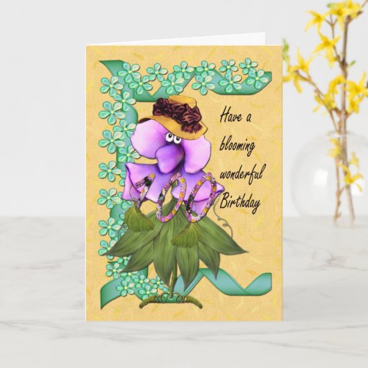 de 100ste Kaart van de Verjaardag met leuke (Gele Bloem)