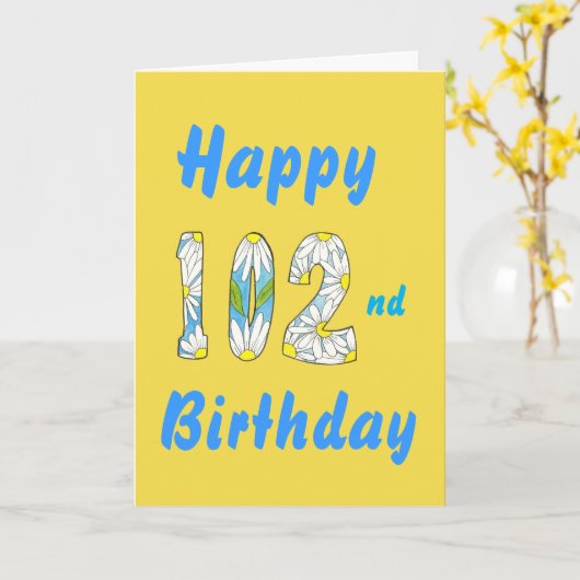 de 102ste Kaart van de Verjaardag (Gele Bloem)