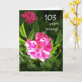 de 103ste Kaart van de Verjaardag - Roze Rozen (Gele Bloem)