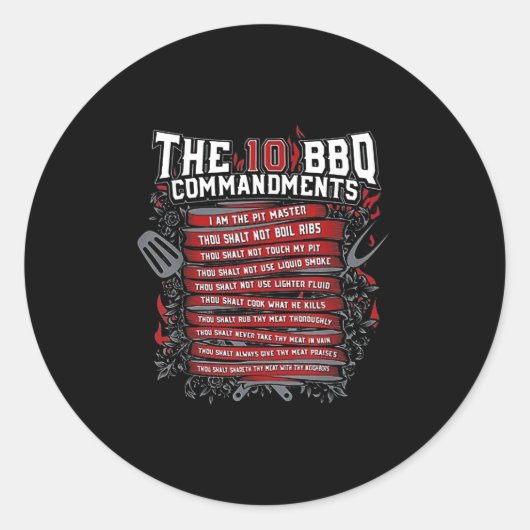 De 10 BBQ-geboden Ronde Sticker (Voorkant)