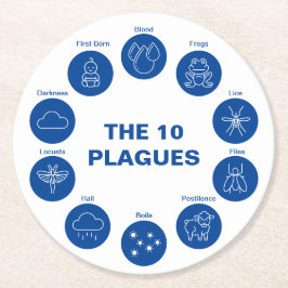 De 10 pagina's blauw en witmes passeren ronde kartonnen onderzetter