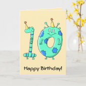 de 10de Cartoon van de Verjaardag, Blauwgroen Kaart (Gele Bloem)