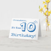 De 10e verjaardag van de kleinzoon in blauw en wit kaart (Gele Bloem)