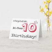 De 10e verjaardag van de neef in rood en zwart. kaart (Gele Bloem)