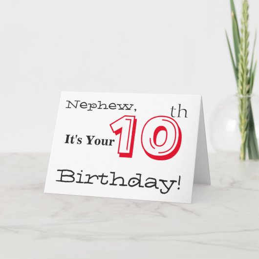 De 10e verjaardag van de neef in rood en zwart. kaart (Voorkant)