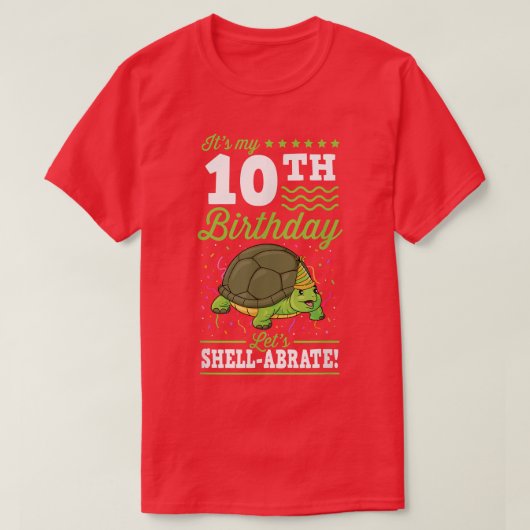 De 10e verjaardag van de Schelpschildpad T-shirt (Design voorkant)