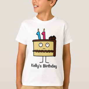 de 11de Cake van de Verjaardag met Kaarsen T-shirt