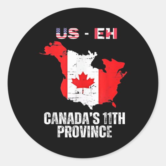 De 11e provincie van de VS Canada Funny Us-eh Useh Ronde Sticker (Voorkant)