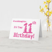 De 11e verjaardag van mijn kleindochter in het roz kaart (Gele Bloem)