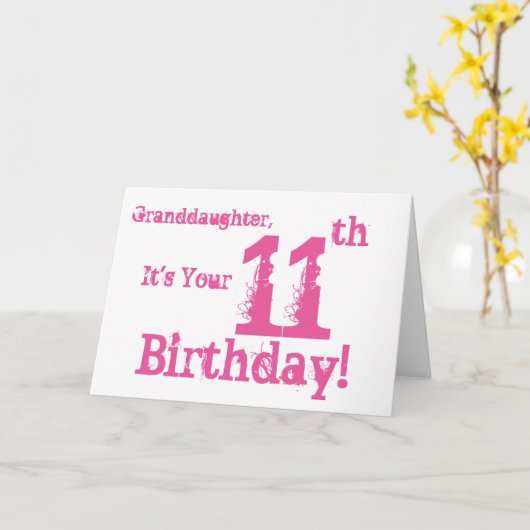 De 11e verjaardag van mijn kleindochter in het roz kaart (Gele Bloem)