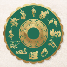 De 12 dagen van de groene kerstdagen kartonnen onderzetters