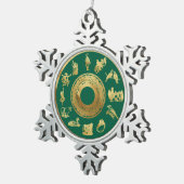 De 12 dagen van de groene kerstdagen tin sneeuwvlok ornament (Rechts)