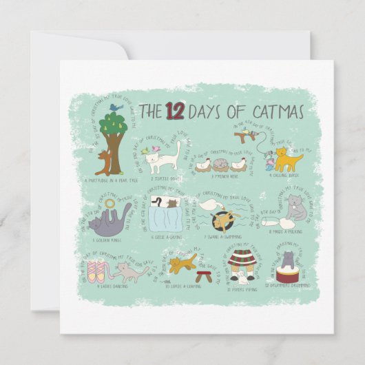 De 12 Dagen van Kerstmis in Mint Foto Kerst Kaart (Voorkant)