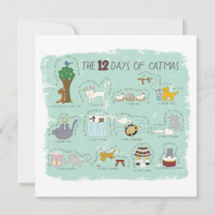 De 12 Dagen van Kerstmis in Mint Foto Kerst Kaart