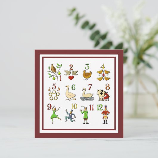 De 12 dagen van Kerstmis, uw kleur Feestdagenkaart (Staand voorkant)