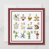 De 12 dagen van Kerstmis, uw kleur Feestdagenkaart (Voorkant)