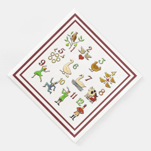De 12 dagen van Kerstmis, uw kleur Servetten (Hoek)
