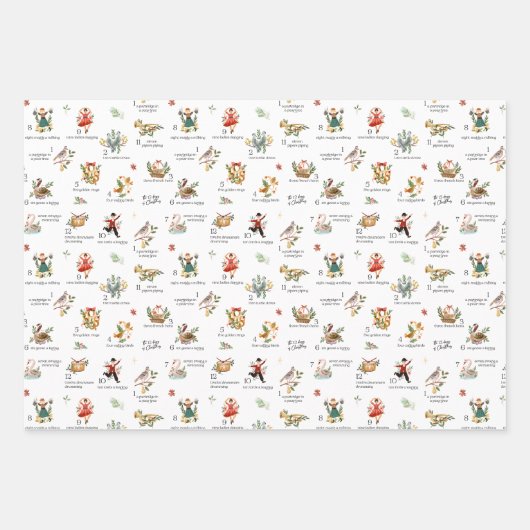 De 12 dagen van Kerstmis | Vakantie Inpakpapier Vel (Voorkant)