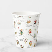 De 12 dagen van Kerstmis | Vakantie Papieren Bekers (Achterkant)