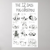 De 12 dagen van Pug Kerstmis Poster (Voorkant)