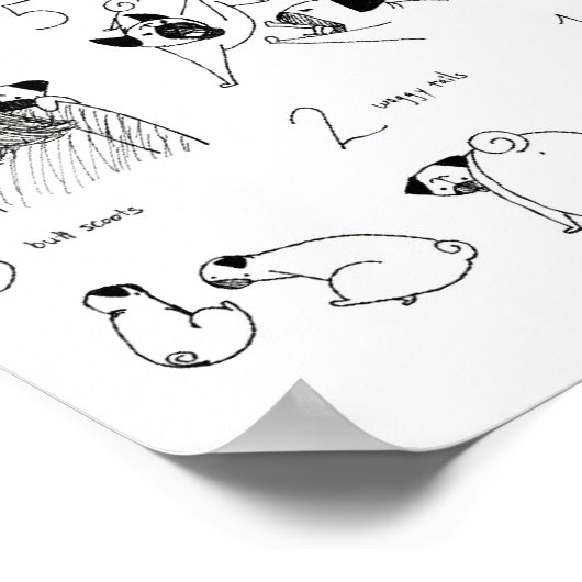 De 12 dagen van Pug Kerstmis Poster (Hoek)