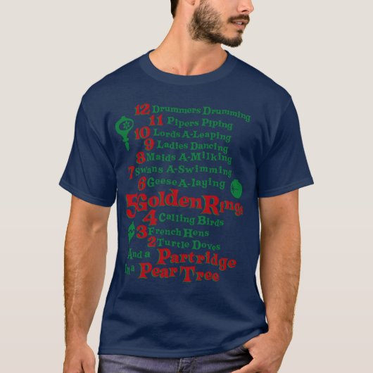 De 12 kerstdagen t-shirt (Voorkant)