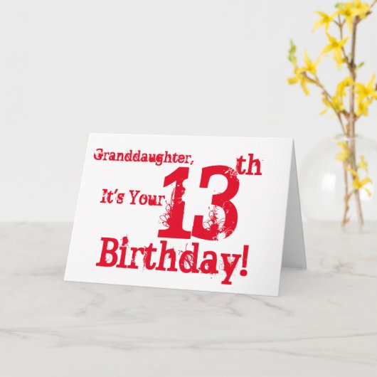 De 13de verjaardag van de kleindochter in rood en kaart (Gele Bloem)