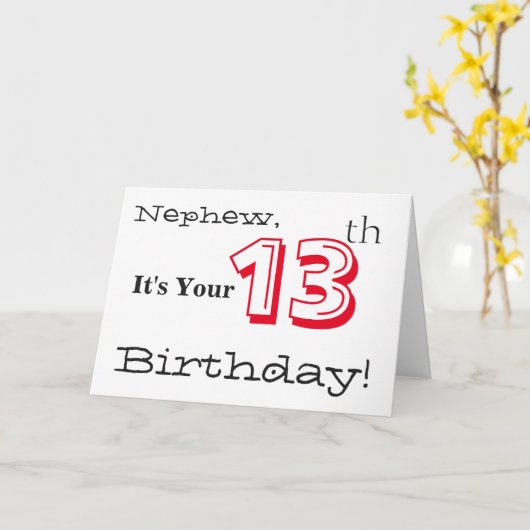 De 13e verjaardag van de neef in rood en zwart. kaart (Gele Bloem)