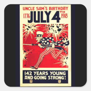 De 142e verjaardag van Uncle Sam Vierkante Sticker