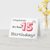 De 15e verjaardag van de neef in rood en zwart. kaart (Gele Bloem)