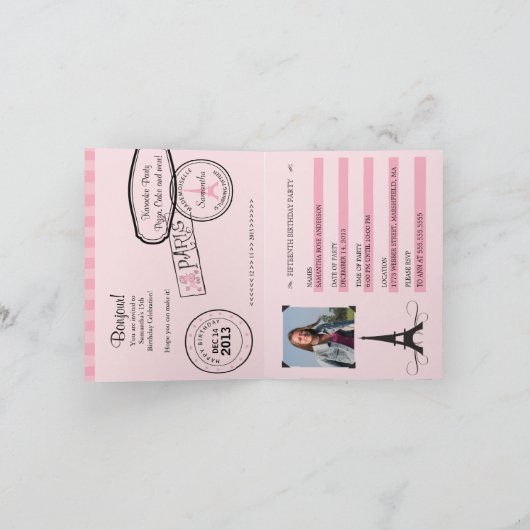 de 15TH Uitnodiging van het Paspoort van Parijs (Binnen)